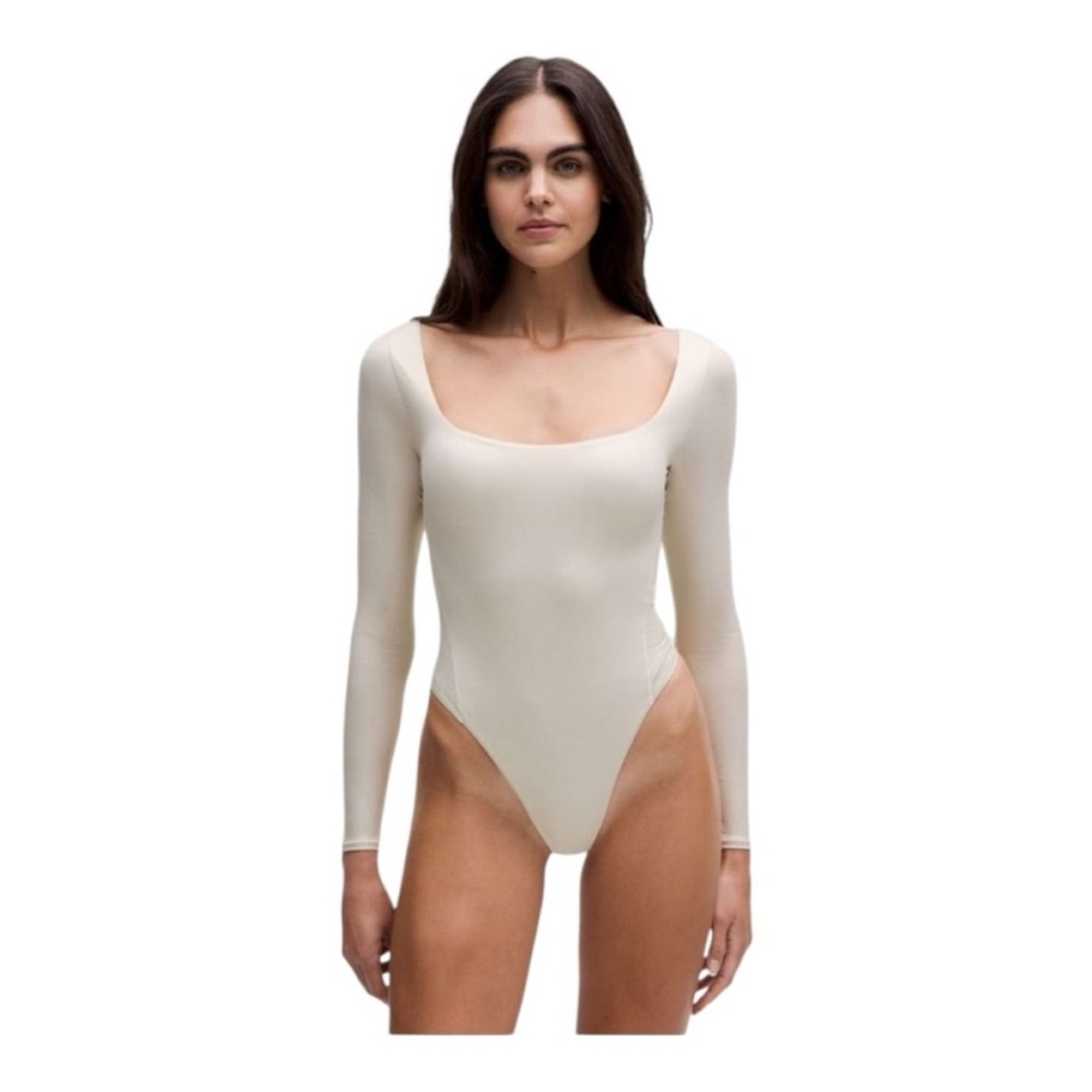 Lululemon Wundermost Ultra-Soft Nulu Square-Neck Long-Sleeve Bodysuit Shine NWT